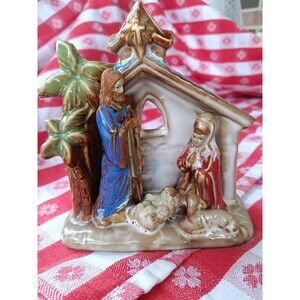 Ceramic 4 1/2” By 5”Christmas Nativity Scene Good Shape